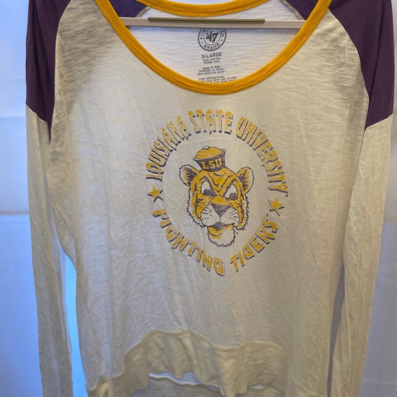 47 Tops - ’47 Brand LSU Fighting Tigers Lightweight Raglan Top | XL | Purple Gold